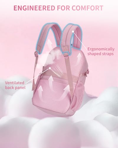 ECOHUB Travel Backpack for Women, 17.3 inch Suspended Laptop Backpack, Fashion Water-Resistant College Computer Bookbag, 28L Personal Item Bag with 12 Pockets for Causal, Work, Pink - color: Pink
