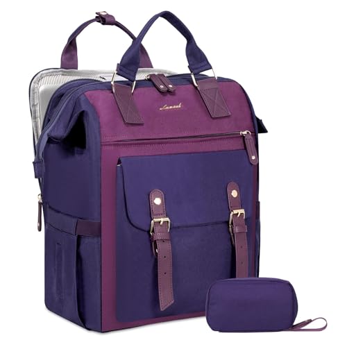 LOVEVOOK Laptop Backpack, Travel Bag with 17.3 inch Laptop Compartment, Water Resistant Teacher Nurse Doctor Work Bag, Anti-theft Daypack, Purple Blue - color: Purple Blue, size: 17.3 Inch Upgrade