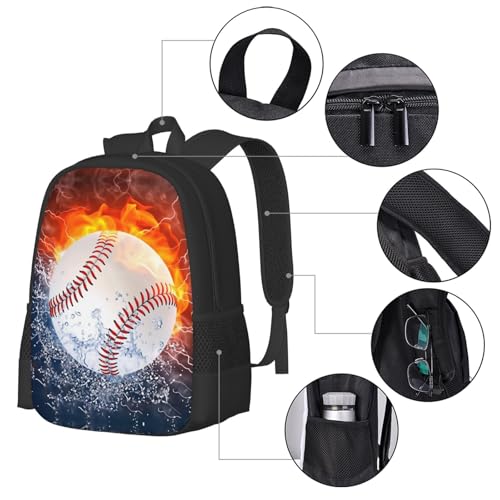 Basketball Fire and Water Design Backpack Laptop Travel Bag Adjustable Backpack Print Daypack for Men Women 16.5 In - color: Style 4