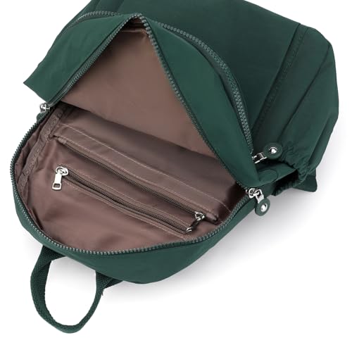 Tanweibago Mini Nylon Women Backpacks,11L Small Ladies backpacks Casual Lightweight Women Shopping Travel Daypack (Dark Green) - color: Dark Green