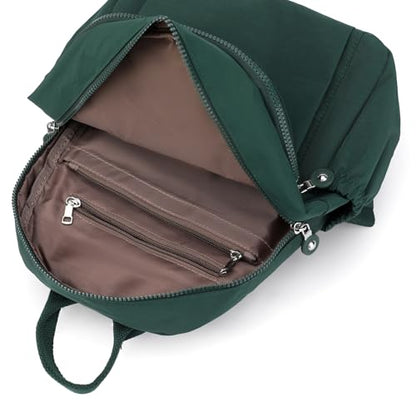 Tanweibago Mini Nylon Women Backpacks,11L Small Ladies backpacks Casual Lightweight Women Shopping Travel Daypack (Dark Green) - color: Dark Green