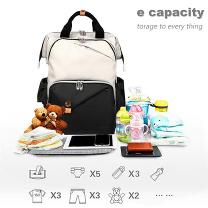 Hap Tim Baby Diaper Bag for Boys Girls, Large Backpack Diaper Bags with Double Compartments, Baby Registry Search Shower Gifts Stuff Newborn Must Haves（7340-BH） - color: Khaki Black