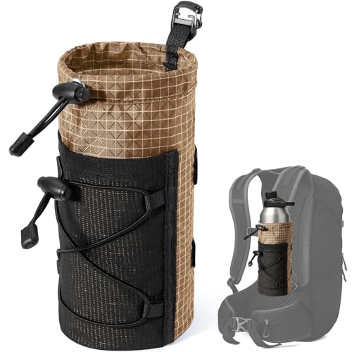 Large Water Bottle Holder Pouch Bag, Backpack Water Bottle Holder Mesh Bag Carrier Fits for 10-32oz Bottles, Heavy-Duty Water Bottles Holder Accessories for Hiking, Sports, Travel, Outdoor - color: Khaki