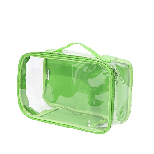 Small Clear Travel Packing Cube/See Through PVC Plastic Pouch for Carry On Suitcase, Backpack or Diaper Bag/Transparent Multipurpose Accessories, Makeup & Underwear Organizer w/Handle (Green) - color: Green