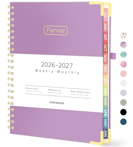 Forvencer Academic Planner 2026-2027, Hardcover Calendar Planner Weekly & Monthly, July 2026 - June 2027, 8.5" x 11", Daily Agenda with Tabs, College School Organizer for Student Teacher, Muted Purple - color: Muted Purple, size: 8.5"x11" (Jul 2026 - Jun