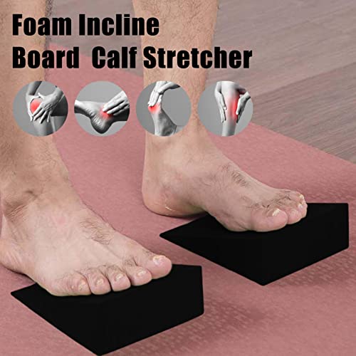 Chenfly Slant Board, Stretcher Wedge for Calf and Ankle Stretch, Non Slip Stretch Board Home Office, Additional Side Handle Portability, Black 15 X 6 X 5 Cm (1 Pair)