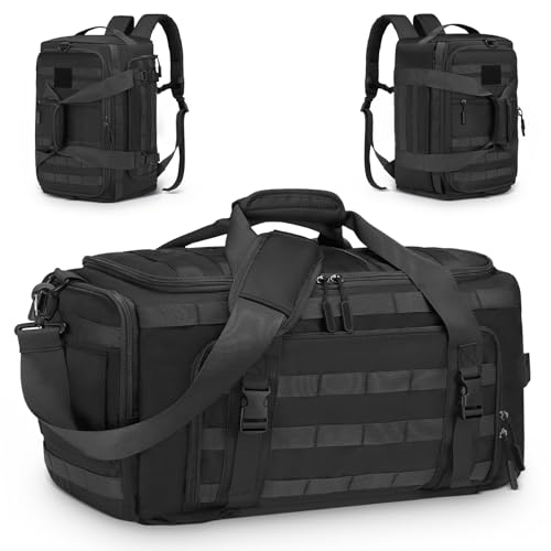 45L Convertible Duffel Backpack, 3 in 1 Gym Bag with Laptop Sleeve, Wet Pockets & Insulated Bottom, Black - color: Black, size: 45L