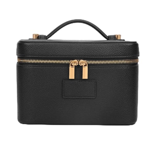Makeup Bag Vanity Case with Removable Divider Travel Toiletry Bag Portable Cosmetic Bag Makeup Organizer Case (Black) - color: Black