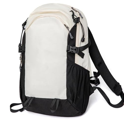 Small Hiking Backpack with Chest Strap for Men Women, 20L Lightweight Waterproof Travel Backpack with Padded Straps, Durable Casual Hiking Daypack for Traveling Camping, Black & White - color: White+black