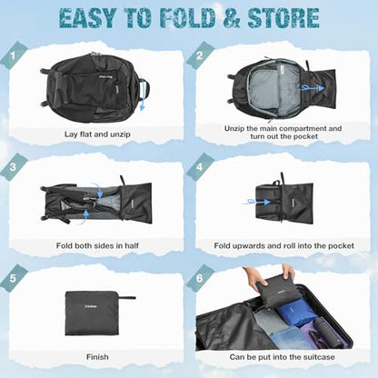 G4Free 18L Hiking Backpack Small Lightweight Foldable Packable Travel Daypack with Thickened Back Panel for Men Women (Black) - color: Black
