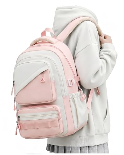 High Middle School Backpack For Girls Pink Laptop Bookbag For Women Cute Backpacks For School Teens College Large Capacity School Bag For Girls Waterproof