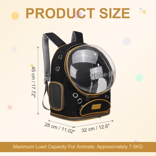 Pet Backpack Carrier, Portable and Ventilated, Oxford Cloth, Dog Cat Travel Bag with Transparent Cover 12.6", (Black, 1 Pcs), Intended for Hiking/Camping/Traveling - color: Black