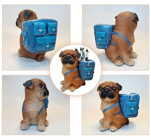 Cute Dog Pen Holder for Desk ，Pen Pencil Cup Creative Desktop Pen Organizer Pencil Cups Unique Desk Accessories Decor for Home Office School Gift for Dog Lovers (Pug) - style: Pug
