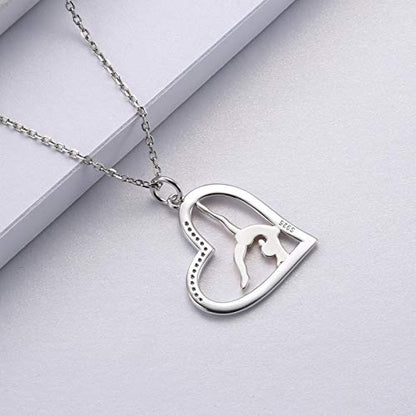 Sariel Gymnastics Gifts for Women Gymnast Necklace 925 Sterling Silver Gymnastics Fashion Jewelry Pendant Birthday - color: She believe