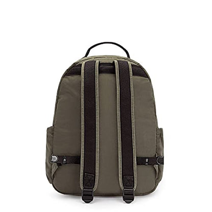 Kipling Women's Seoul 15" Laptop Backpack, Durable, Roomy with Padded Shoulder Straps, Built-In Protective Sleeve - color: Green Moss, size: 12.75''L x 17.25''H x 8''D
