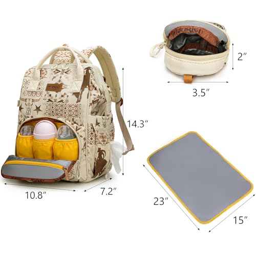 Montana West Wrangler Diaper Bag Backpack Aztec Callie Bag Travel Backpack Purses Western Multi-Function Baby Bags for Mom - color: 3pcs Khaki