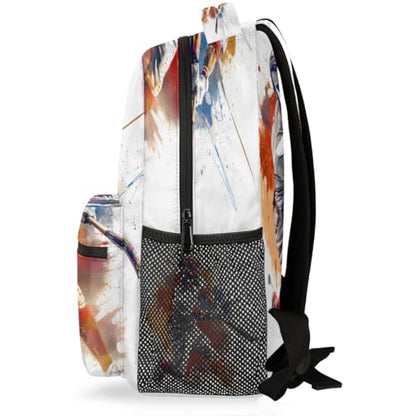 Large Backpack with 15.6 Inch Laptop Compartment, Baseball Ball Player Adult Backpack for Work, Travel & School College Boys Girls - color: Baseball Ball Player