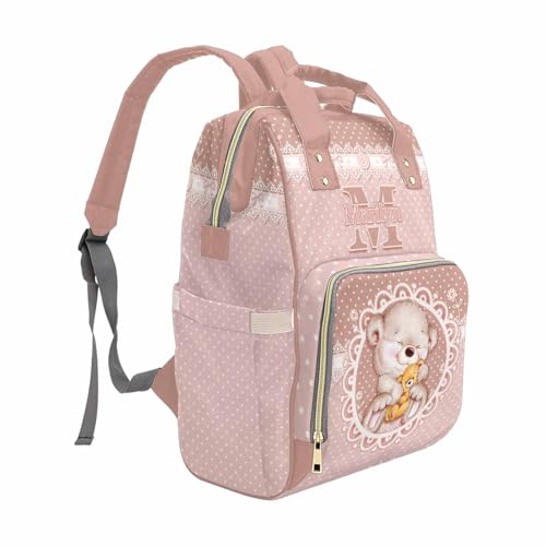 Newcos Customized Baby Diaper Bag with Pattern, Personalized Name Diaper Backpacks with Water Bottle for Newborn Mom, Custom Cute Nursing Tote Mommy Bags for Baby Women Wife Picnic Mothers Day Pink - color: Patten 15