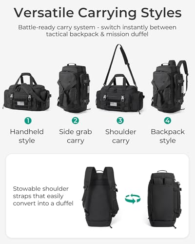 BAGSMART 4-IN-1 Gym Bag for Women Men, TSA Lightweight Duffle Bag for Travel with Shoe Compartment & Wet Pocket, 22L/30L/38L Tactical Backpack with 40oz Water Bottle Holder - color: D-Olive Drab