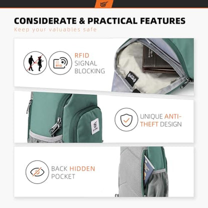 SKYSPER Sling Bag RFID Crossbody Sling Backpack Cross Body Shoulder Bag Travel Hiking Daypack for Women Men(Green) - color: Green