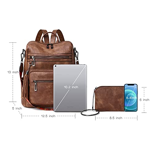 Shrrie Backpack Purse for Women Leather Backpack Fashion Designer Travel Backpack Convertible Shoulder Bag - color: 1-1-two-toned Brown