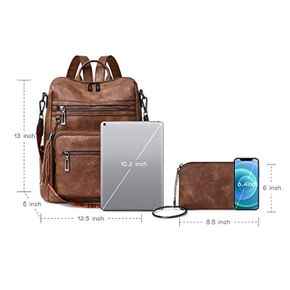 Shrrie Backpack Purse for Women Leather Backpack Fashion Designer Travel Backpack Convertible Shoulder Bag - color: 1-1-two-toned Brown
