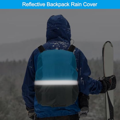 PATIKIL Waterproof Backpack Rain Cover, Non-Slip Ultralight Backpack Cover with Reflective Strip for Hiking Camping Traveling Cycling - color: Grey Blue, size: Large