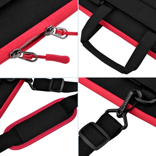 Hseok Laptop Shoulder Bag 17-17.3 inch Case, Durable Shockproof Protective Briefcase with Multi-Pockets Compatible with Lenovo Most 17-17.3 inch HP Acer Dell ASUS MSI Notebooks,Black-red - color: Black-red, size: 17-17.3"