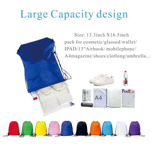 Drawstring Backpack Bulk 24Pcs Draw String Backpack Bags DIY Gym Sports Traveling Yoga Cinch Bag Sackpack Drawstring (royal blue bluenoye) - color: Royalblue