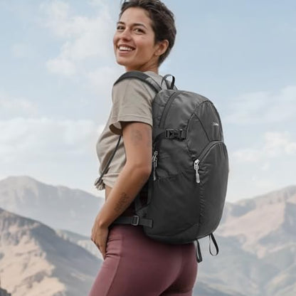 G4Free Hiking Backpack with Thickened Back Panel Packable 25L Lightweight Foldable Travel Daypack for Men Women(Black) - color: Black