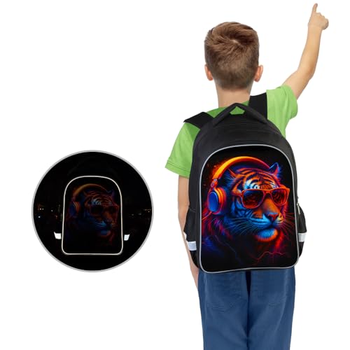 HiMagics Back To School Gifts, Animal Tiger Primary Middle School Backpack for Girls Boys - Aesthetics Teen Bookbag with Laptop Sleeve, Aesthetic College School Bag with Laptop Compartment - color: A10-tiger