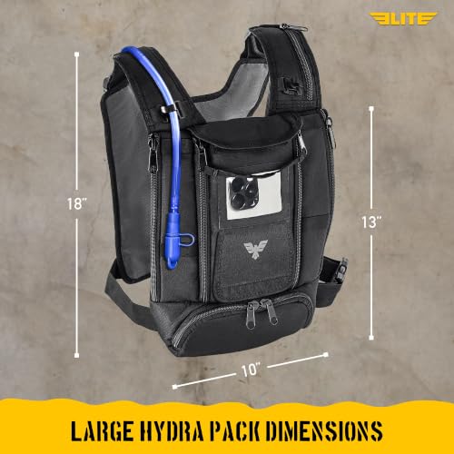 Elite Hydra Running Chest Pack w/ Gun Holster, Phone Holder Touch Friendly, Camera Pocket for Men/Women Lightweight Hydration Vest Chest Rig w/ Water Bladder for Marathon, Cycling, ADV Camping, Skiing - size: Large