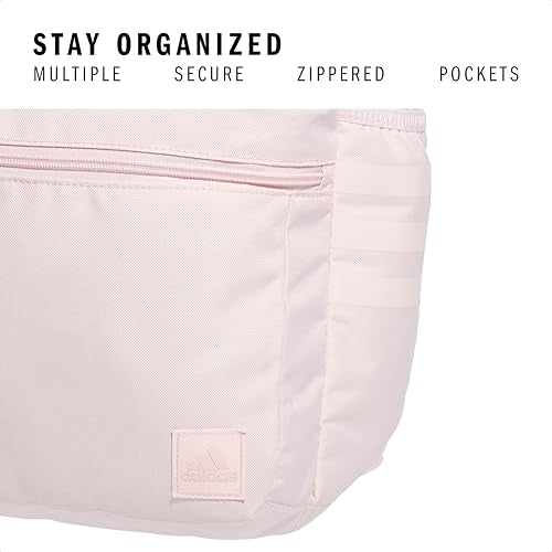 adidas 3-Stripe Classic backpack for men and women, bag with laptop sleeve - color: Sandy Pink/Onix Grey/5.0
