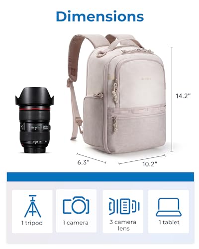 BAGSMART Small Camera Backpack, DSLR SLR Camera Bags for Photographers Compatible for Sony Canon Nikon, Shoulder Strap 2-in-1 Anti-theft Travel Backpack Fits 12.9 Inch, Coffee Brown - color: Coffee Brown