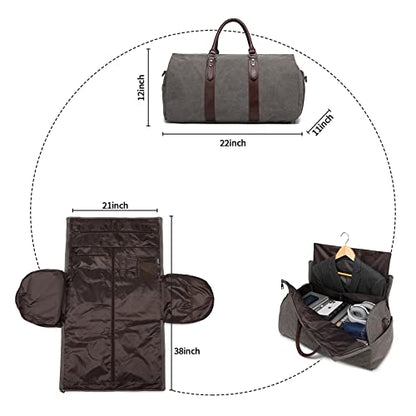 seyfocnia Convertible Travel Garment Bag,Carry on Garment Duffel Bag for Men Women - 2 in 1 Hanging Suitcase Suit Business Travel Bag - color: Grey-backpack