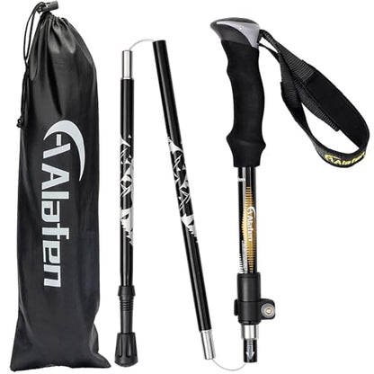 A ALAFEN Aluminum Collapsible Ultralight Travel Trekking Hiking Pole for Men and Women (Fits 5'3" - 6'2") - color: A_Black