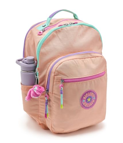 Kipling Women's Seoul Extra Large Fc 17" Laptop Backpack, Durable, Roomy with Padded Shoulder Straps, Built-In Protective Sleeve - color: Pinky Orange C, size: 13.5''L x 17.75''H x 9''D