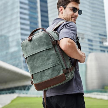 BOVIP Travel Backpack for Men Carry On Backpack Flight Approved Personal Item Backpack, 17 inch Laptop Backpack Casual Daypack Weekender Business Hiking Backpack, Dark Green - color: Dark Green, size: 17 inch