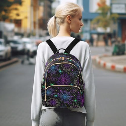 Women Fashion Backpack Purse Goth Bat Spider Web Rucksack, S - color: Color 03, size: Small