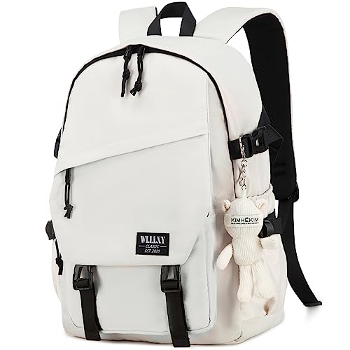 Caoroky knight College School Bag for Men Women Laptop Backpack 15.6 Inch Anti Theft Travel Daypack Large Elementary Middle High Bookbags for Teens Girls Boys Students-Large,off-white - color: Off-white, size: Large