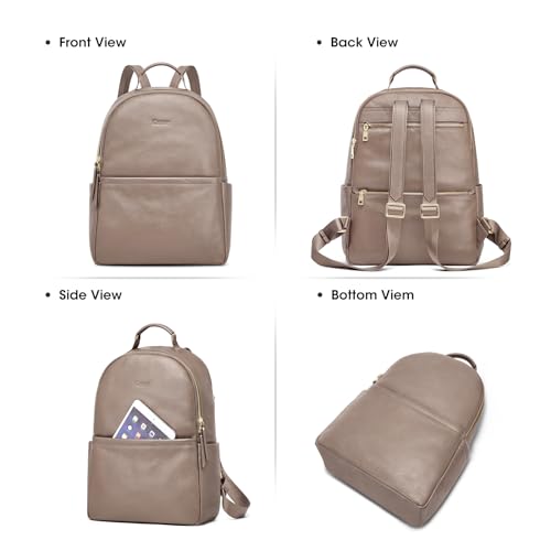 Kattee Genuine Leather Backpack Purse for Women Antitheft Rucksack Soft Work Casual Daypack Fashion - color: Brown