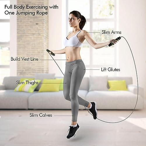 Jump Rope, Rapid Speed Jumping Rope Cable with Ball Bearings for Women, Men, and Kids, Adjustable Steel Jump Rope with Foam Handles for Home Gym Exercise Fitness Workout Equipment & Slim Body - color: Green & Black