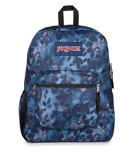JanSport Cross Town Backpack - Simple Bag for Everyone with 1 Main Compartment, Front Utility Pocket - Premium Class Accessories - Ghostly Florals - color: Ghostly Florals Navy/Purple/Pink
