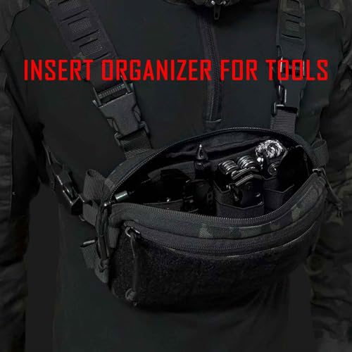 6 Piece Tactical Bag Insert Pack, Modular Elastic Loop Panel Organizers Pouch Insert Attachment with Hook Backed Fastener for Backpack Accessories - color: Tan