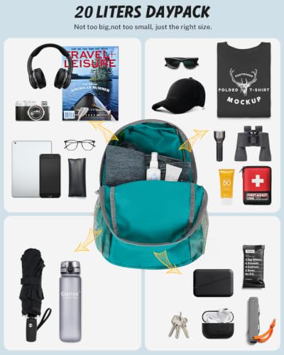 Gonex Packable Daypack Backpack 20L Lightweight Foldable Travel Bag - color: Teal