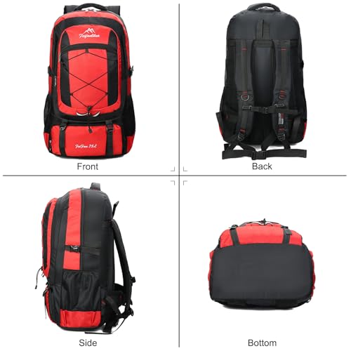 75L Hiking Backpack Trekking Rucksack Waterproof Daypack Durable Backpack for Women Men Camping Climbing Travel Outdoor Sports Navy Blue - color: Navy Blue
