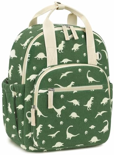 Bluboon Toddler Backpack for Girls Boys 2-4 Cute 12" Preschool Kindergarten Backpacks Kids Daycare Bags School Travel (Dinosaur Green Corduroy L, Age 4-8 (15" H Fit A4 Folder)) - color: Dinosaur Green Corduroy L, size: Age 4-8 (15" H Fit A4 Folder)