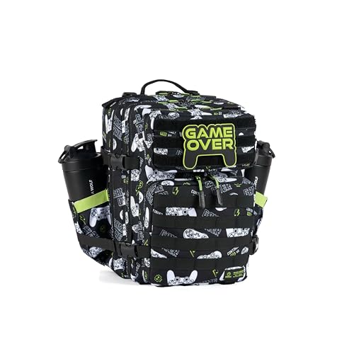 WOLFpak 25L Athletic Gym Backpack (Game Over) Durable 1000D Waterproof Oxford Material w/MOLLE Webbing, Laptop Pocket & Dual Cup Holders, Durable Fitness/Travel/Military Daypack - color: Game Over