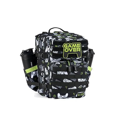 WOLFpak 25L Athletic Gym Backpack (Game Over) Durable 1000D Waterproof Oxford Material w/MOLLE Webbing, Laptop Pocket & Dual Cup Holders, Durable Fitness/Travel/Military Daypack - color: Game Over
