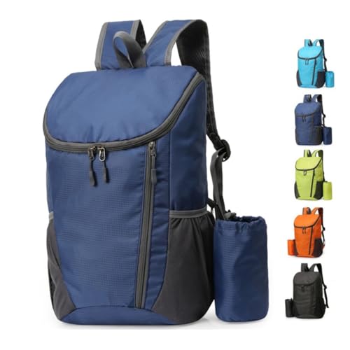 Portable Foldable Backpack Folding Mountaineering Bag, Ultralight Outdoor Cycling Rucksack, Travel Hiking Knapsack (Dark Blue) - color: Dark Blue